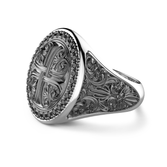 Anello Zancan in argento con pietre nere. 2
