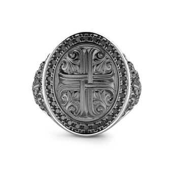 Anello Zancan in argento con pietre nere.