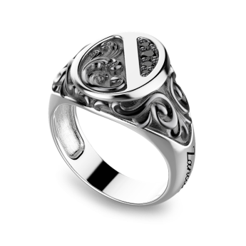 Zancan silver ring with black stones. 2