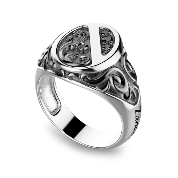 Zancan silver ring with black stones.