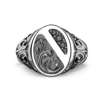 Zancan silver ring with black stones.
