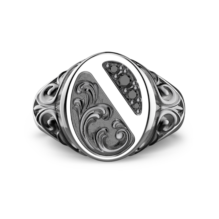 Zancan silver ring with black stones.
