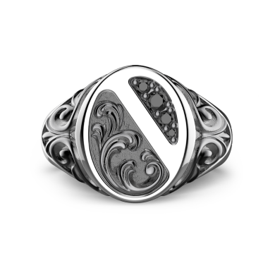 Zancan silver ring with black stones.