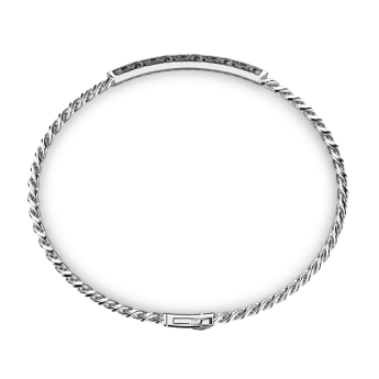 Bracciale Zancan in argento a grumetta con targa e pietre nere. 2