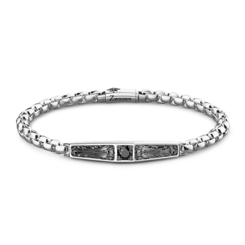 Zancan silver bracelet with tag and black stone.