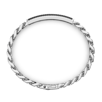 Zancan silver curb chain bracelet with tag and black stones. 2
