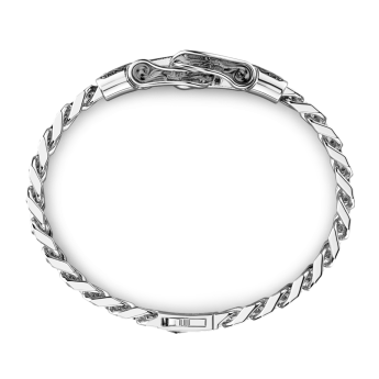 Bracciale Zancan in argento a grumetta con fibia e pietre nere. 2