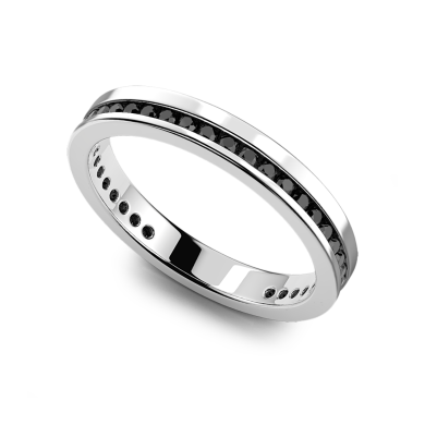 Zancan silver band ring with black stones. 2
