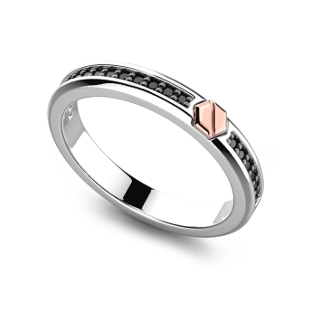 Anello Zancan a fede in argento con pietre e vite in oro rosa. 2