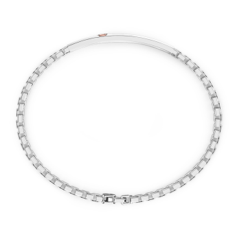 Bracciale Zancan in argento con targa, pietre nere e vite in oro rosa. 2