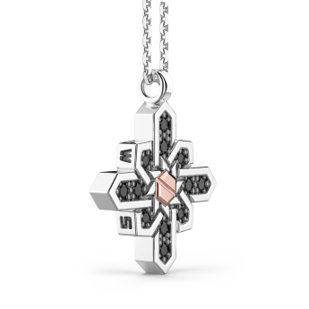 Zancan silver necklace with wind rose pendant, stones and rose gold screw 2