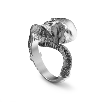 Anello Zancan in argento con teschio e serpente. 2