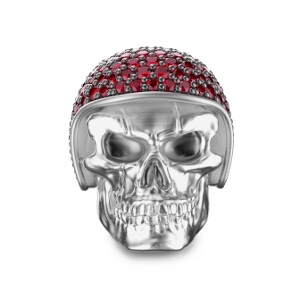 Zancan silver skull ring with red stones. 2