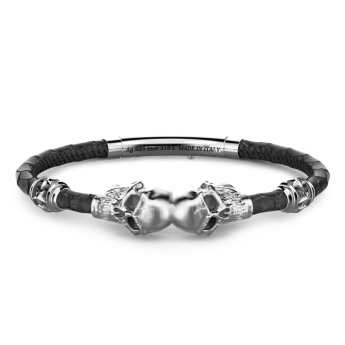Zancan leather bracelet with skulls.