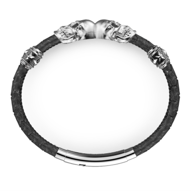 Bracciale Zancan in pelle con teschi.