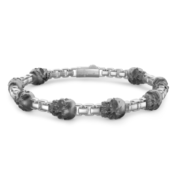 Bracciale a maglia Zancan in argento con teschi.