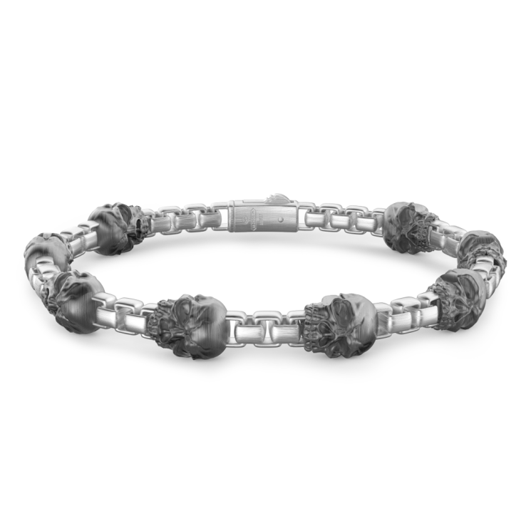 Zancan silver link bracelet with skulls.