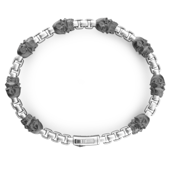 Bracciale a maglia Zancan in argento con teschi. 2