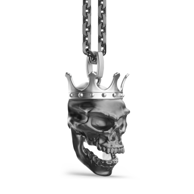 Zancan silver necklace with crowned skull pendant.