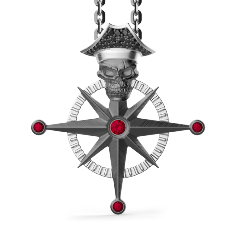 Zancan silver necklace with pirate skull pendant.