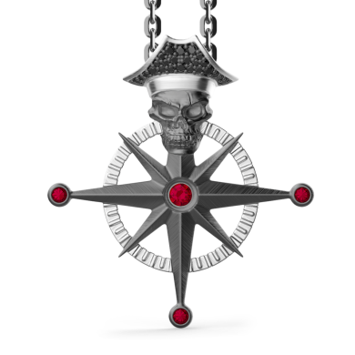 Zancan silver necklace with pirate skull pendant.