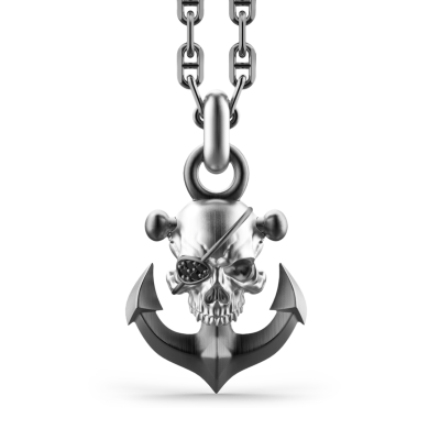 Zancan silver necklace with pirate skull pendant.