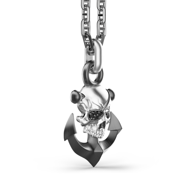 Zancan silver necklace with pirate skull pendant.