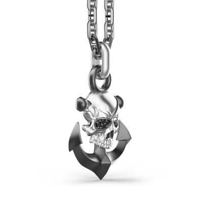 Zancan silver necklace with pirate skull pendant.