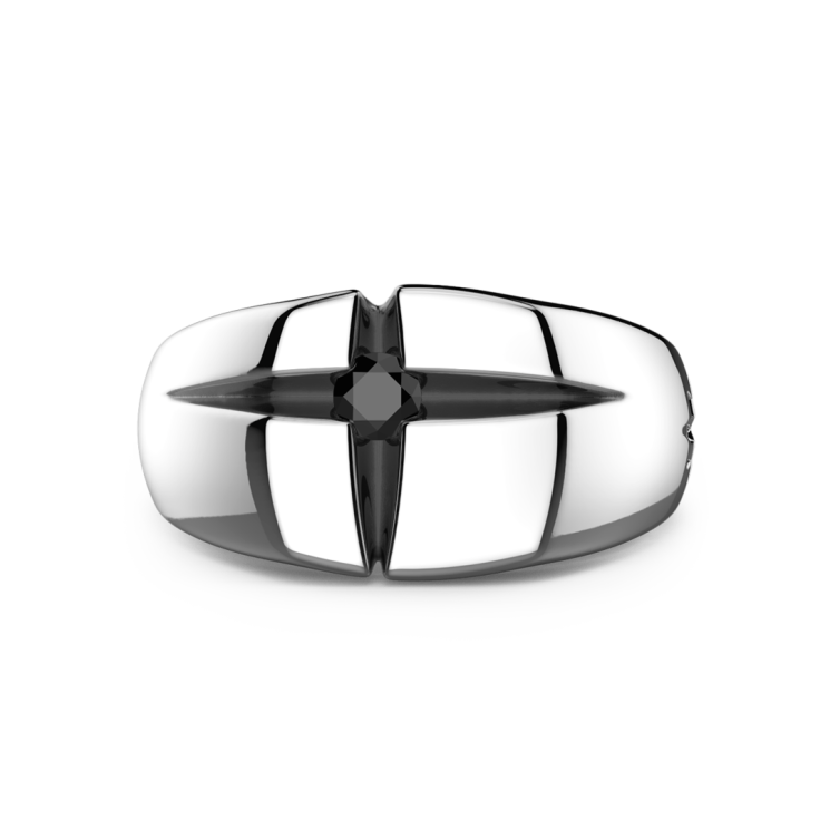Anello Zancan in argento con pietra nera.