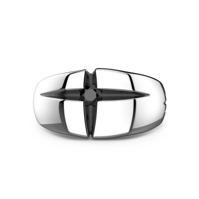Zancan silver ring with black stone.