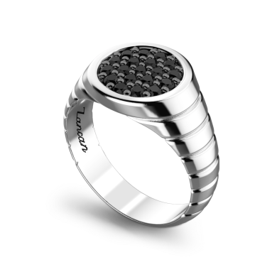 Anello Zancan in argento con pietre nere. 2