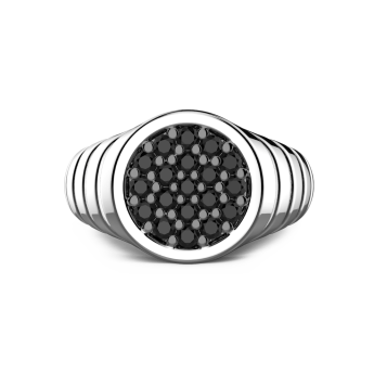Zancan silver ring with black stones.