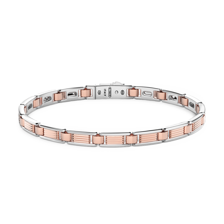 Bracciale da uomo Zancan in argento e oro rosa.