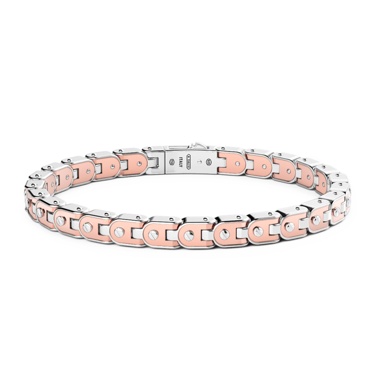 Bracciale da uomo Zancan in argento e oro rosa.