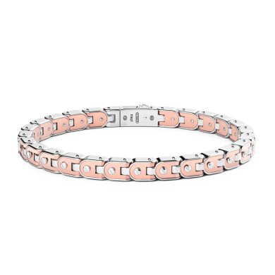 Bracciale da uomo Zancan in argento e oro rosa.