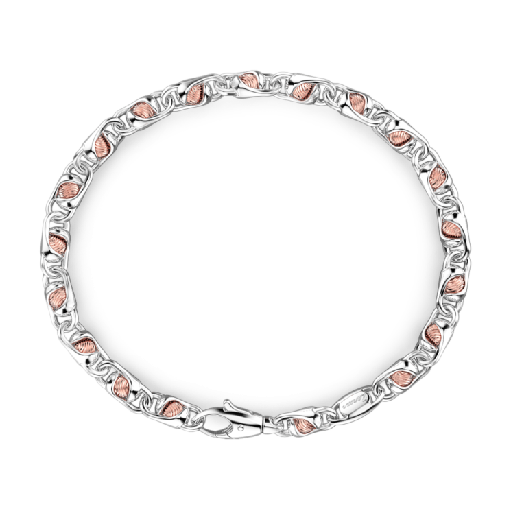 Bracciale da uomo Zancan catena in argento e oro rosa.