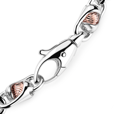 Bracciale da uomo Zancan catena in argento e oro rosa.