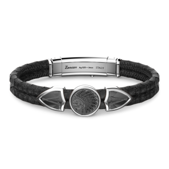 Zancan leather bracelet tag and with Native American skull.