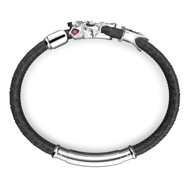 Bracciale Zancan in pelle con teschio in argento.