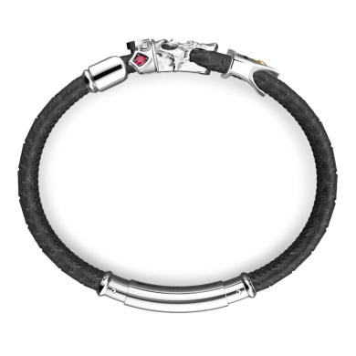 Bracciale Zancan in pelle con teschio in argento.