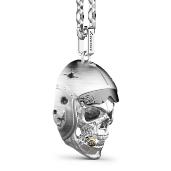 Collana Zancan in argento con pendente a teschio nativo aviatore. 2