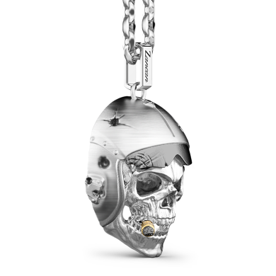 Collana Zancan in argento con pendente a teschio nativo aviatore.