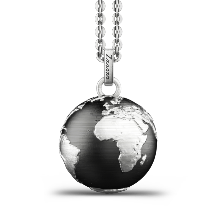 Zancan silver necklace with globe pendant.
