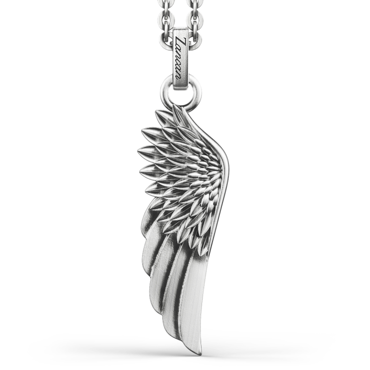 Zancan silver necklace with wing pendant.