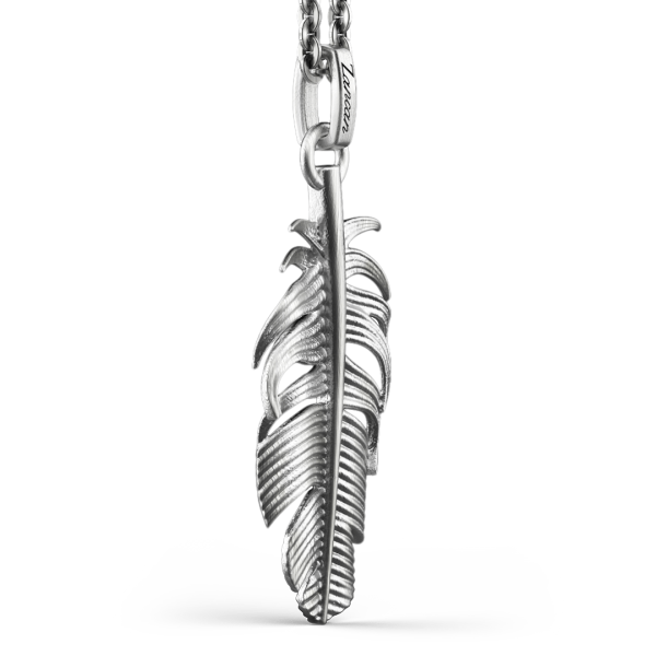 Zancan silver necklace feather pendant.