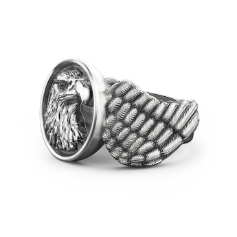 Anello Zancan aquila in argento con finitura vintage. 2