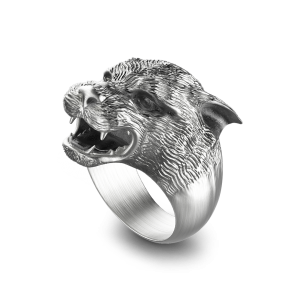 Anello Zancan pantera in argento con finitura vintage. 2