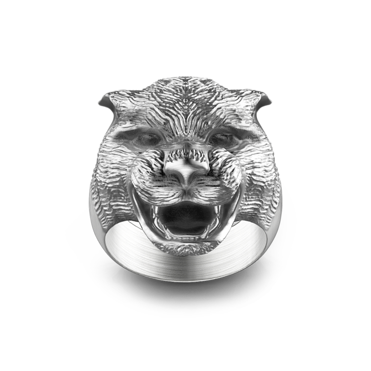 Zancan silver panther ring with vintage finish.
