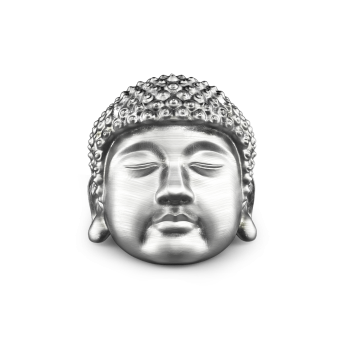 Zancan silver Buddha ring with vintage finish.