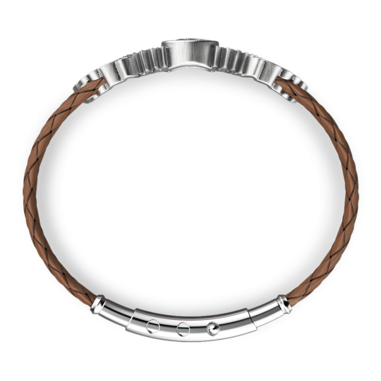 Zancan bracelet made from silver and leather with eagle.